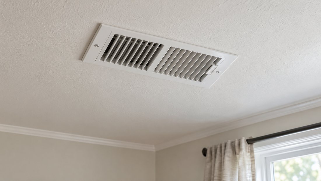 Ceiling supply-air vent in a residential living room